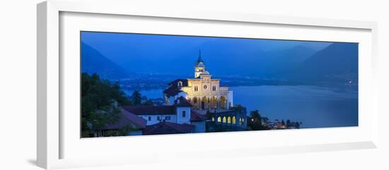 Sanctuary of Madonna Del Sasso Illuminated at Dusk, Locarno, Lake Maggiore-Doug Pearson-Framed Photographic Print