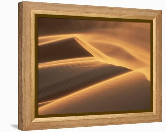 Sand Blowing on Crest of Dune in Erg Chebbi, Sahara Desert, Near Merzouga, Morocco-Lee Frost-Framed Premier Image Canvas