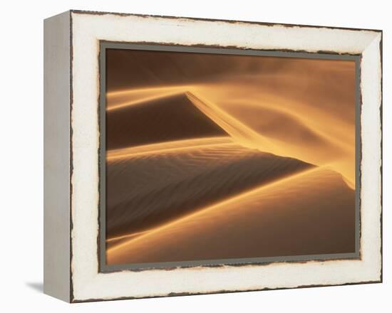 Sand Blowing on Crest of Dune in Erg Chebbi, Sahara Desert, Near Merzouga, Morocco-Lee Frost-Framed Premier Image Canvas