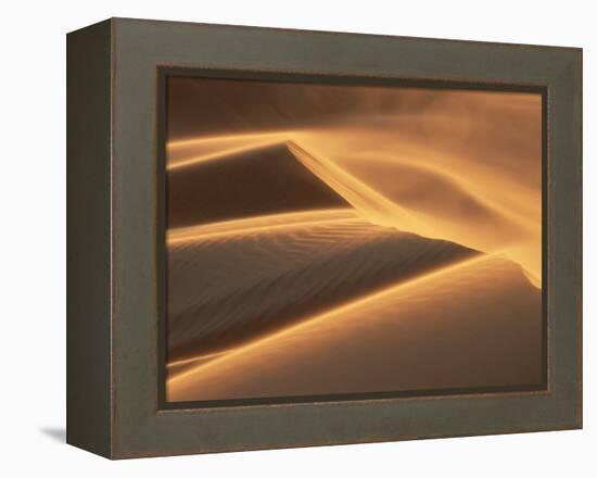 Sand Blowing on Crest of Dune in Erg Chebbi, Sahara Desert, Near Merzouga, Morocco-Lee Frost-Framed Premier Image Canvas