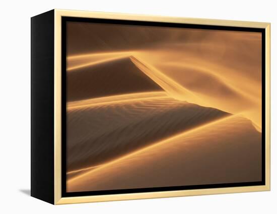 Sand Blowing on Crest of Dune in Erg Chebbi, Sahara Desert, Near Merzouga, Morocco-Lee Frost-Framed Premier Image Canvas