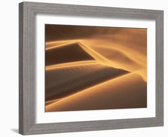 Sand Blowing on Crest of Dune in Erg Chebbi, Sahara Desert, Near Merzouga, Morocco-Lee Frost-Framed Photographic Print