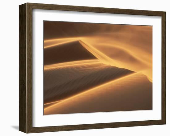 Sand Blowing on Crest of Dune in Erg Chebbi, Sahara Desert, Near Merzouga, Morocco-Lee Frost-Framed Photographic Print