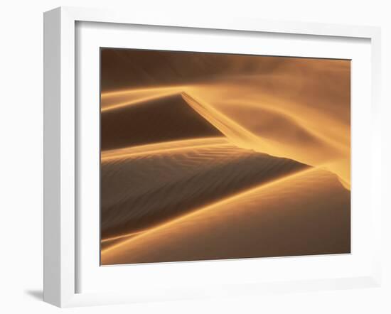 Sand Blowing on Crest of Dune in Erg Chebbi, Sahara Desert, Near Merzouga, Morocco-Lee Frost-Framed Photographic Print