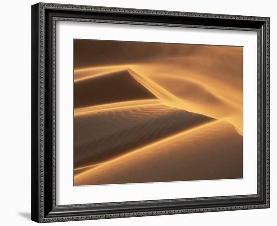 Sand Blowing on Crest of Dune in Erg Chebbi, Sahara Desert, Near Merzouga, Morocco-Lee Frost-Framed Photographic Print