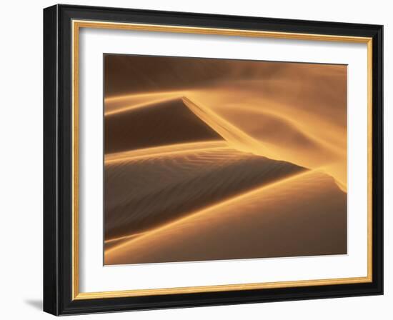 Sand Blowing on Crest of Dune in Erg Chebbi, Sahara Desert, Near Merzouga, Morocco-Lee Frost-Framed Photographic Print