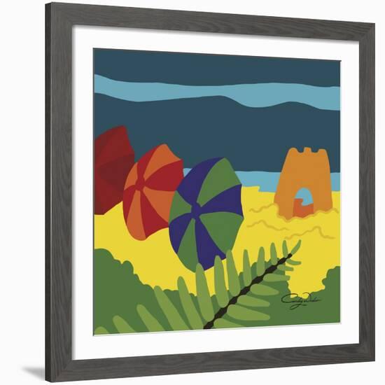 Sand Castles And Beach Umbrellas-Cindy Wider-Framed Giclee Print