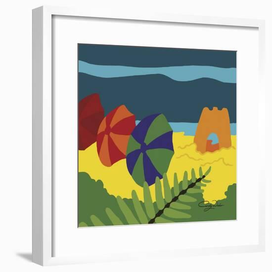 Sand Castles And Beach Umbrellas-Cindy Wider-Framed Giclee Print