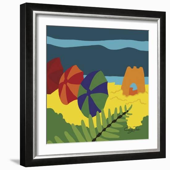 Sand Castles And Beach Umbrellas-Cindy Wider-Framed Giclee Print