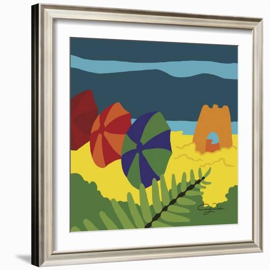 Sand Castles And Beach Umbrellas-Cindy Wider-Framed Giclee Print