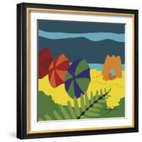 Sand Castles And Beach Umbrellas-Cindy Wider-Framed Giclee Print