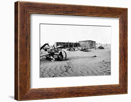 Sand covered farm at Mills, New Mexico, 1935-Dorothea Lange-Framed Photographic Print