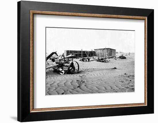 Sand covered farm at Mills, New Mexico, 1935-Dorothea Lange-Framed Photographic Print