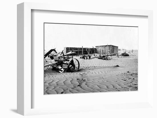 Sand covered farm at Mills, New Mexico, 1935-Dorothea Lange-Framed Photographic Print