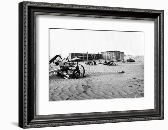 Sand covered farm at Mills, New Mexico, 1935-Dorothea Lange-Framed Photographic Print