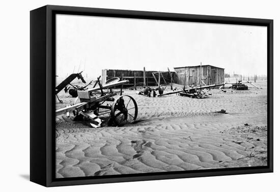 Sand covered farm at Mills, New Mexico, 1935-Dorothea Lange-Framed Premier Image Canvas