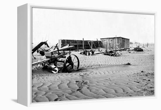 Sand covered farm at Mills, New Mexico, 1935-Dorothea Lange-Framed Premier Image Canvas