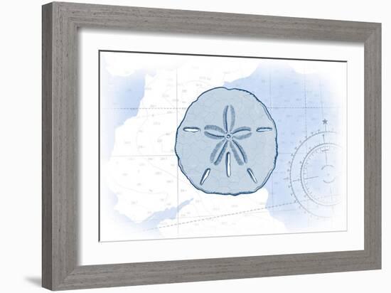 Sand Dollar - Blue - Coastal Icon-Lantern Press-Framed Art Print