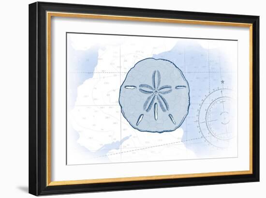 Sand Dollar - Blue - Coastal Icon-Lantern Press-Framed Art Print