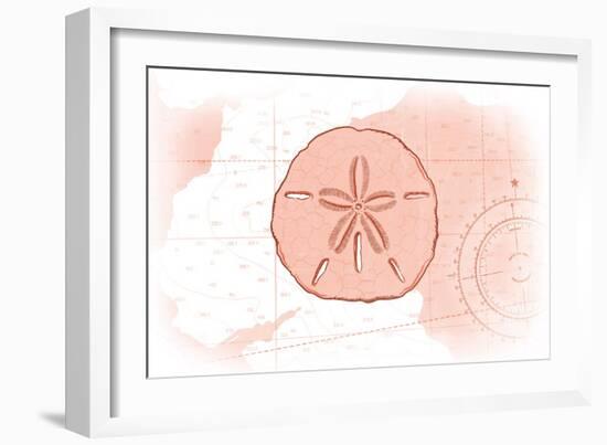 Sand Dollar - Coral - Coastal Icon-Lantern Press-Framed Art Print