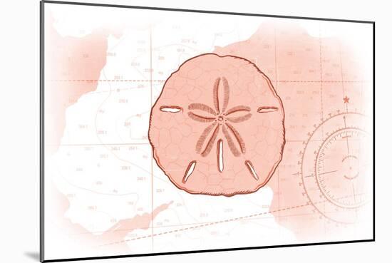 Sand Dollar - Coral - Coastal Icon-Lantern Press-Mounted Art Print