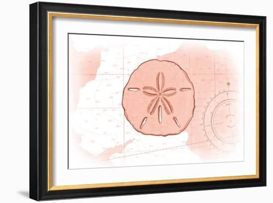 Sand Dollar - Coral - Coastal Icon-Lantern Press-Framed Art Print