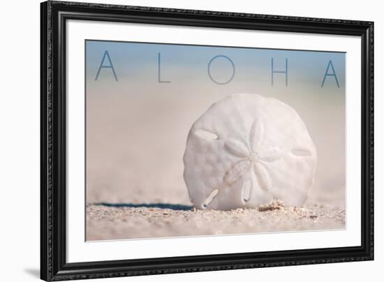 Sand Dollar on Beach - Aloha-Lantern Press-Framed Art Print