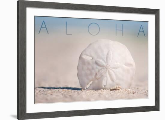 Sand Dollar on Beach - Aloha-Lantern Press-Framed Art Print