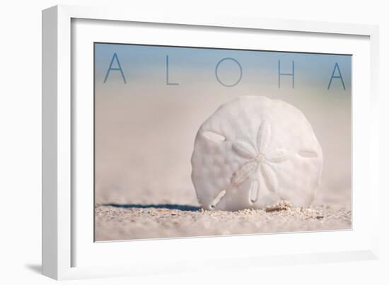 Sand Dollar on Beach - Aloha-Lantern Press-Framed Art Print