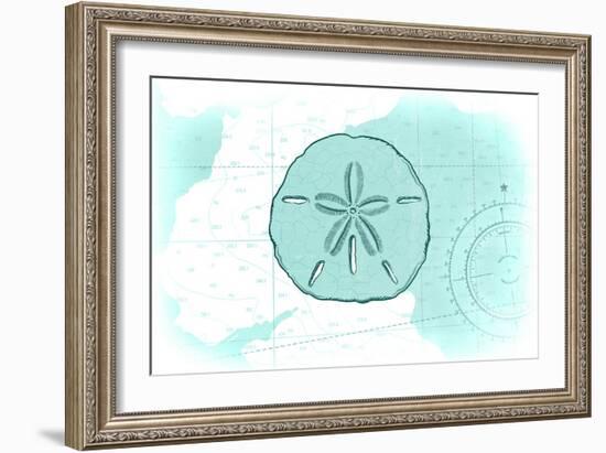 Sand Dollar - Teal - Coastal Icon-Lantern Press-Framed Art Print