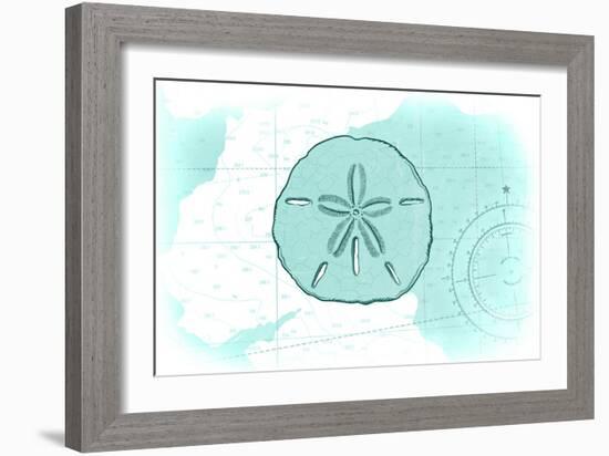 Sand Dollar - Teal - Coastal Icon-Lantern Press-Framed Art Print