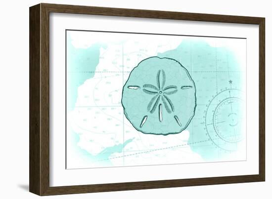 Sand Dollar - Teal - Coastal Icon-Lantern Press-Framed Art Print