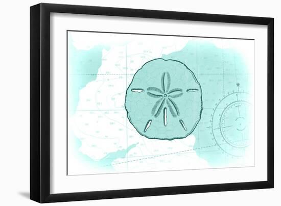 Sand Dollar - Teal - Coastal Icon-Lantern Press-Framed Art Print