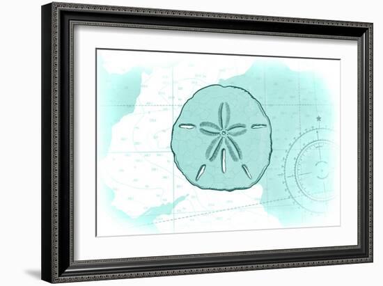 Sand Dollar - Teal - Coastal Icon-Lantern Press-Framed Art Print