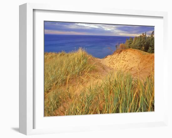 Sand Dunes Along Lake Superior at Pictured Rocks National Seashore, Grand Marais, Michigan, USA-Chuck Haney-Framed Photographic Print