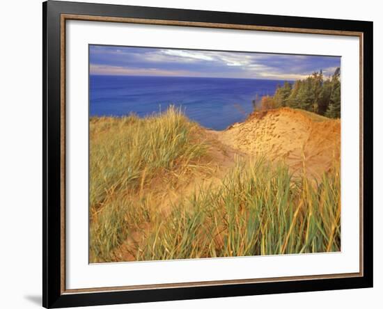 Sand Dunes Along Lake Superior at Pictured Rocks National Seashore, Grand Marais, Michigan, USA-Chuck Haney-Framed Photographic Print