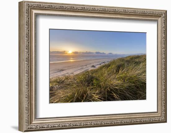 Sand Dunes and Pacific Ocean in the Oregon Dunes NRA, Oregon-Chuck Haney-Framed Photographic Print