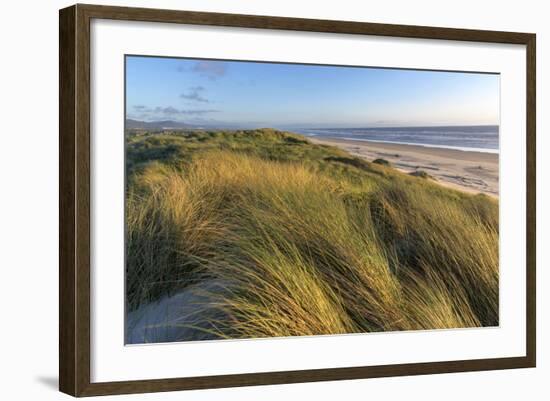 Sand Dunes and Pacific Ocean in the Oregon Dunes NRA, Oregon-Chuck Haney-Framed Photographic Print