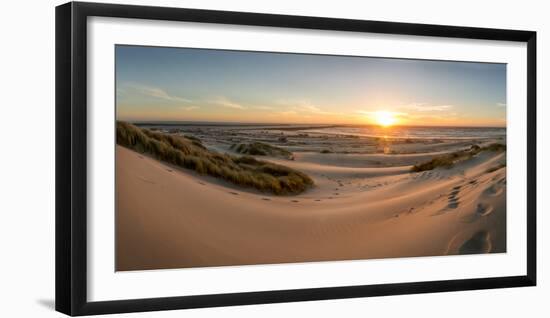 Sand dunes, grass, and driftwood at sunset on the Oregon coast, Oregon, United States of America, N-Tyler Lillico-Framed Photographic Print