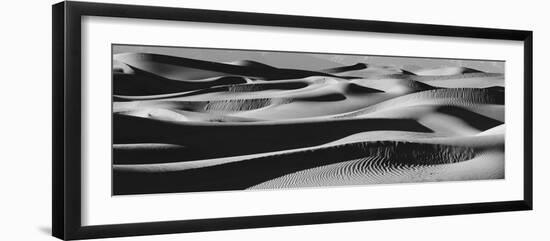 Sand dunes in a desert, Mesquite Flat Dunes, Death Valley National Park, California, USA-Panoramic Images-Framed Photographic Print