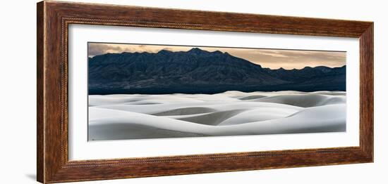 Sand Dunes in White Sands, Albuquerque New Mexico at sunset with mountains in the background-David Chang-Framed Photographic Print