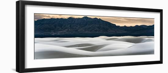 Sand Dunes in White Sands, Albuquerque New Mexico at sunset with mountains in the background-David Chang-Framed Photographic Print