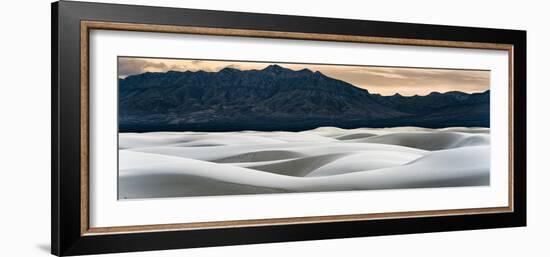 Sand Dunes in White Sands, Albuquerque New Mexico at sunset with mountains in the background-David Chang-Framed Photographic Print