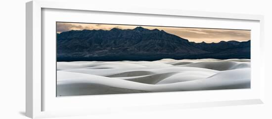 Sand Dunes in White Sands, Albuquerque New Mexico at sunset with mountains in the background-David Chang-Framed Photographic Print