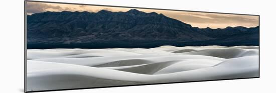 Sand Dunes in White Sands, Albuquerque New Mexico at sunset with mountains in the background-David Chang-Mounted Photographic Print