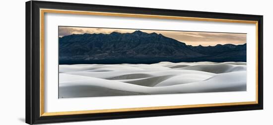 Sand Dunes in White Sands, Albuquerque New Mexico at sunset with mountains in the background-David Chang-Framed Photographic Print