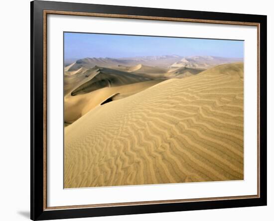 Sand Dunes Stretch into the Distance, in the Coastal Desert Bordering Ica, in Southern Peru-Andrew Watson-Framed Photographic Print