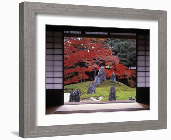 Sand Stone Garden, Komyo-In, Kyoto, Japan-Rex Butcher-Framed Photographic Print