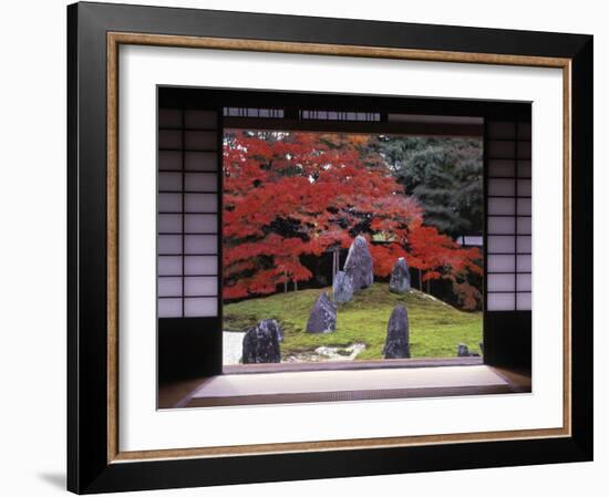 Sand Stone Garden, Komyo-In, Kyoto, Japan-Rex Butcher-Framed Photographic Print