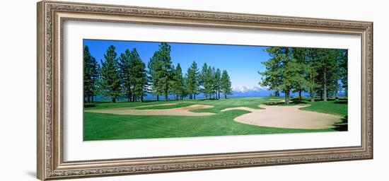 Sand Traps in a Golf Course, Edgewood Tahoe Golf Course, Stateline, Douglas County, Nevada, USA-null-Framed Photographic Print